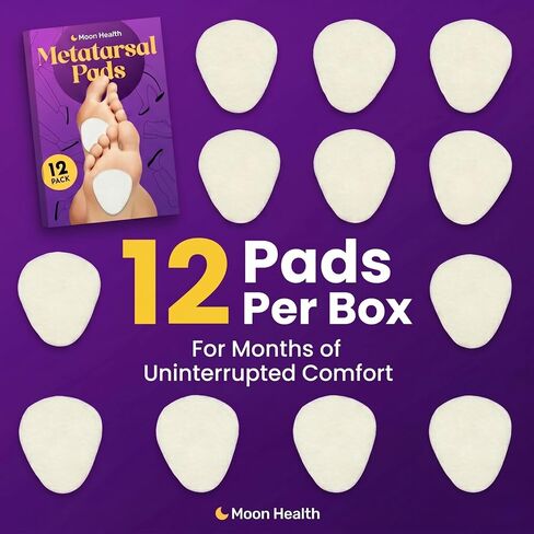 12-Pack Metatarsal Pads for Women - 1/4" Thick, Comfort Foot Cushions for Heels & Pain Relief, Forefoot Support, Ideal for Metatarsalgia, Morton's Neuroma, Sesamoiditis in Kuwait