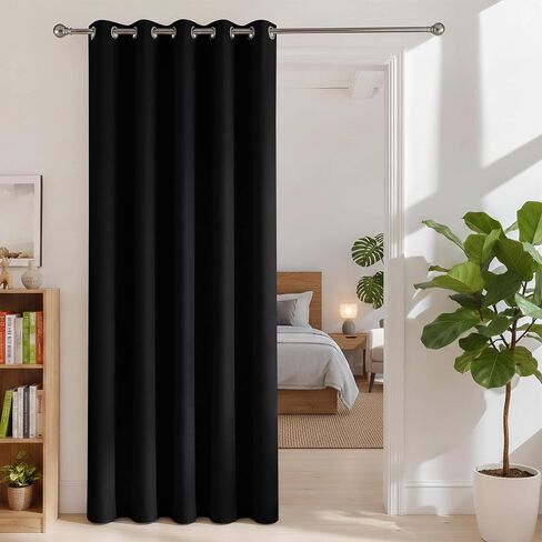 BONZER Extra Wide Room Divider Curtain Total Privacy Wall Noise Reducing Blackout Curtains for Patio Sliding Glass Door, 108L x 108W Inch (9L x 9W ft), 1 Panel, Black in Kuwait