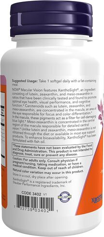 NOW Supplements, Macular Vision Softgel, Eye Health, Eye Support, 50 Softgels in Kuwait