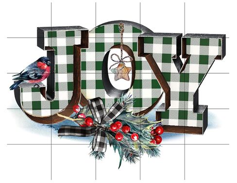 Joy Christmas Sublimation Transfer Ready to Press, Gingham Green, Printed Sub Transfer, Sublimation Image, Sub Image, Ready to Use, DIY Gift in Kuwait