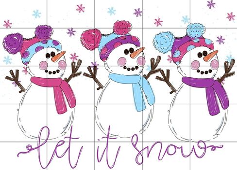 Pink and Purple Snowman Sublimation Transfer, Let it Snow Printed Sub Transfer, Snowman Sublimation Design, Christmas Sub, Ready to Use in Kuwait