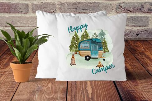 Happy Camper Sublimation Transfer, Ready to Press Sublimation Image, Camp, Outdoors, Camping Gift, Turquoise Trailer, DIY Shirt, Camper in Kuwait