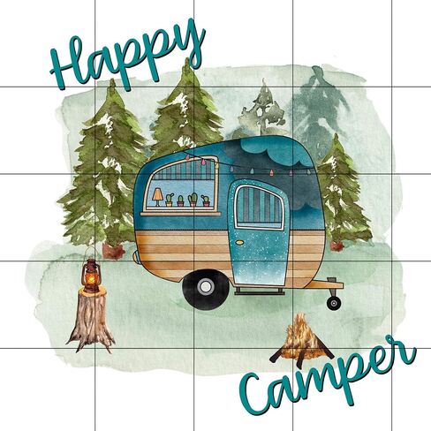 Happy Camper Sublimation Transfer, Ready to Press Sublimation Image, Camp, Outdoors, Camping Gift, Turquoise Trailer, DIY Shirt, Camper in Kuwait