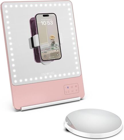 Glamcor RIKI SKINNY Vanity Makeup Mirror with Selfie Function and Magnification Mirror Attachment (Black, 5X Magnification) in Kuwait