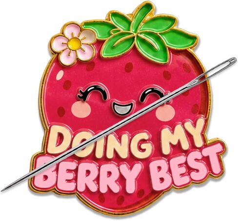 Funny Strawberry Needle Minder Magnet, Cute Magnetic Sewing Accessory with "Doing My Berry Best" Design for Embroidery, Needlepoint & Cross Stitch Projects in Saudi Arabia