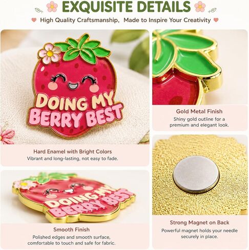Funny Strawberry Needle Minder Magnet, Cute Magnetic Sewing Accessory with "Doing My Berry Best" Design for Embroidery, Needlepoint & Cross Stitch Projects in Saudi Arabia