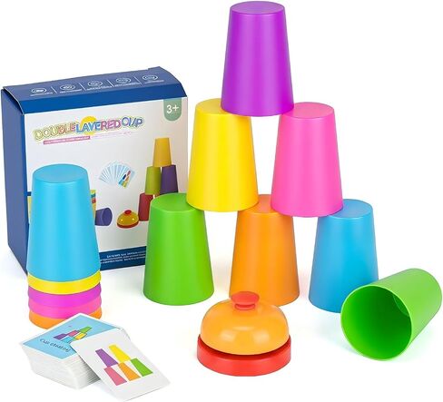 Speed Stacking Cups Game Set - 12 Stacking Cups, 54 Cards, Bell in Kuwait