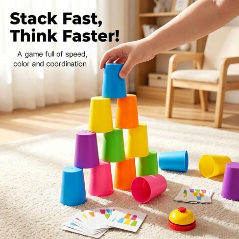 Speed Stacking Cups Game Set - 12 Stacking Cups, 54 Cards, Bell in Kuwait