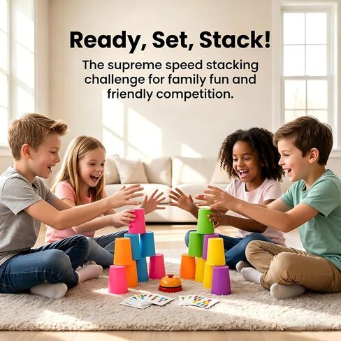 Speed Stacking Cups Game Set - 12 Stacking Cups, 54 Cards, Bell in Kuwait