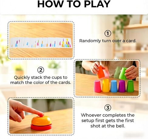 Speed Stacking Cups Game Set - 12 Stacking Cups, 54 Cards, Bell in Kuwait