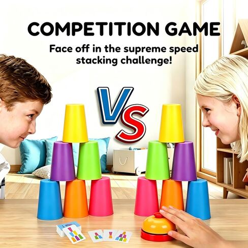 Speed Stacking Cups Game Set - 12 Stacking Cups, 54 Cards, Bell in Kuwait