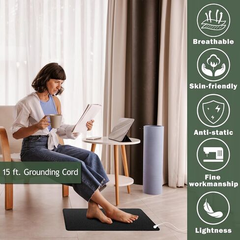 Grounding Mat Kit -Universal Grounding Mat (11.54"X27") for Healthy Grounding Energy with 15ft Straight Cord, Reduce Inflammation, Improve Sleep and Helps with Anxiety in Kuwait