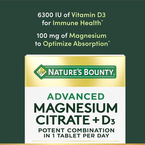 Nature's Bounty Advanced Vitamin D3 with Magnesium Citrate Immune Formula, Supports Immune and Bone Health, 90 Tablets in Kuwait