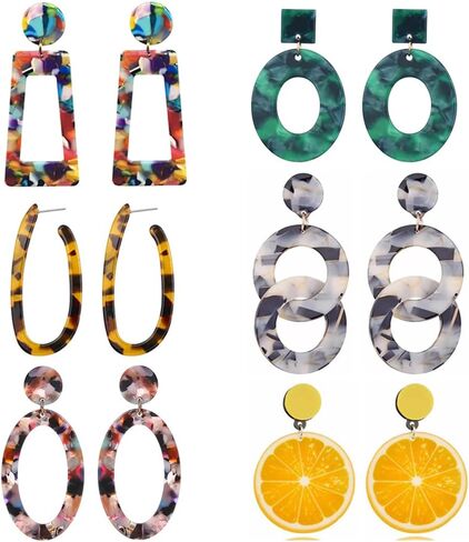 CIBIRICH Acrylic Earrings for Women Multicolor Resin Earrings for Girl Statement Dangles Drop Earrings in Kuwait