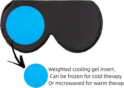 ALASKA BEAR Cooling Gel Eye Mask Weighted Silk Sleep Mask & Cotton Eyeshades Cold & Hot Compress for Pain Relief, 180g Heavy, 2 Set(Black & Pink) in Saudi Arabia