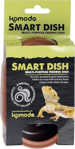 Komodo Smart Dish | Deters Non-Jumping Live Food from Escaping | Accommadates Many Sizes of Lizards and Aquatic Pets in Kuwait