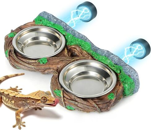 Magnetic Reptile Feeder Ledge with Dual Stainless Bowls,for Gecko Chameleon in Saudi Arabia