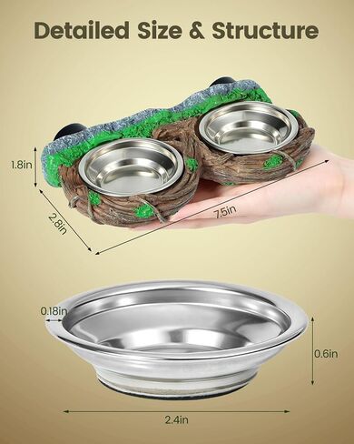 Magnetic Reptile Feeder Ledge with Dual Stainless Bowls,for Gecko Chameleon in Saudi Arabia