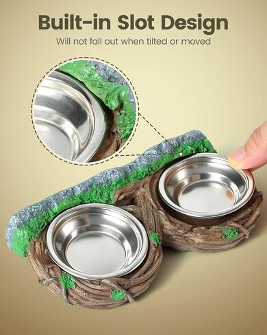 Magnetic Reptile Feeder Ledge with Dual Stainless Bowls,for Gecko Chameleon in Saudi Arabia