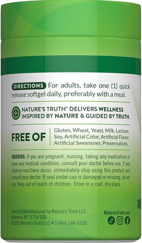 Nature's Truth Vitamin D3 5000 IU Softgels 130 Count | High Potency Vitamin D | Non-GMO, Gluten Free in Kuwait