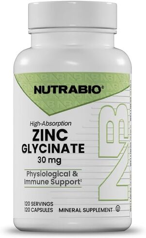 NutraBio Zinc Chelate Mineral Supplement - for Proper Growth, Development, and Immune Health - 30mg of Zinc per Vegetarian Capsules - 120 Servings in Kuwait