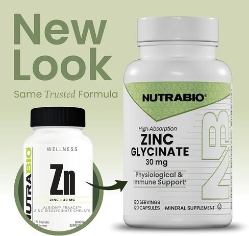 NutraBio Zinc Chelate Mineral Supplement - for Proper Growth, Development, and Immune Health - 30mg of Zinc per Vegetarian Capsules - 120 Servings in Kuwait