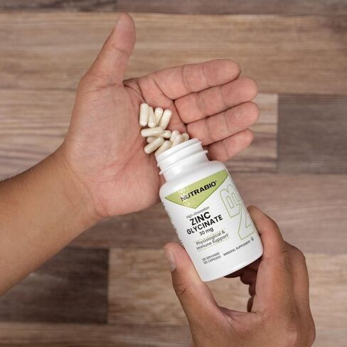 NutraBio Zinc Chelate Mineral Supplement - for Proper Growth, Development, and Immune Health - 30mg of Zinc per Vegetarian Capsules - 120 Servings in Kuwait