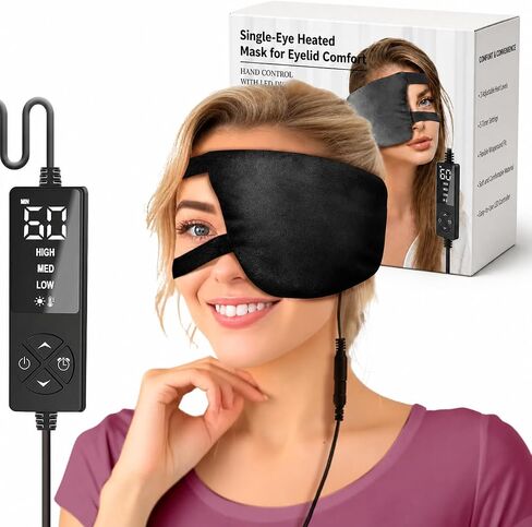 CREATRILL Single Eye Compress Moist Heat for Stye Eye Treatment, Electric Eye Heating Pad Hot Chalazion Eye Compress Heated Eye Patch Mask for One Eye Stye Blepharitis Cure Dry Eyes Relief in Kuwait