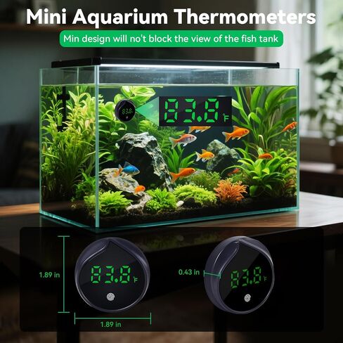 Removable Aquarium Water Thermometer with Touch Screen Digital Fish Tank Thermometer LED Display ±1℉/0.5℃, Fish Tank Accessories for Betta, Axolotl, Shrimp, Turtle, Reptile and Aquatic (Dark Blue) in Saudi Arabia