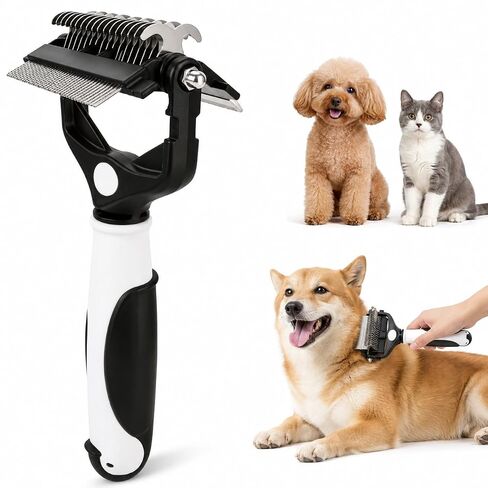 3-in-1 Pet Grooming Brush for Dogs & Cats, Undercoat Rake, Dematting Comb & Deshedding Brush for Long & Short Hair, Heavy Shedding & Matted Fur in Kuwait