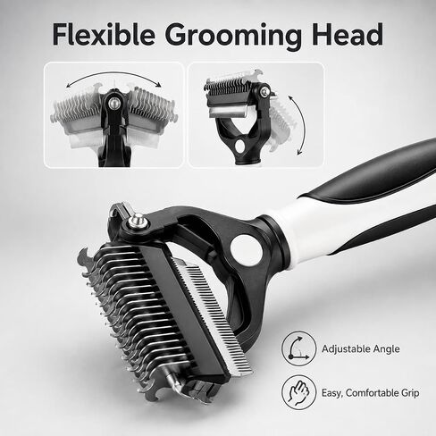 3-in-1 Pet Grooming Brush for Dogs & Cats, Undercoat Rake, Dematting Comb & Deshedding Brush for Long & Short Hair, Heavy Shedding & Matted Fur in Kuwait