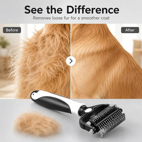 3-in-1 Pet Grooming Brush for Dogs & Cats, Undercoat Rake, Dematting Comb & Deshedding Brush for Long & Short Hair, Heavy Shedding & Matted Fur in Kuwait