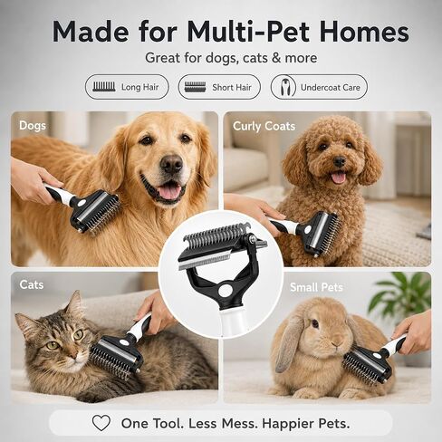 3-in-1 Pet Grooming Brush for Dogs & Cats, Undercoat Rake, Dematting Comb & Deshedding Brush for Long & Short Hair, Heavy Shedding & Matted Fur in Kuwait