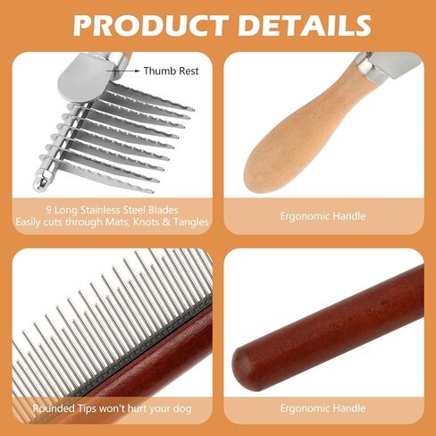 Dematting Comb for Dogs, Dematting Tool for Dogs & Cats, 2 Grooming Combs in Kuwait