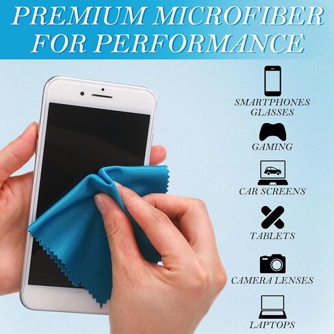 Sumind 100Pcs Eyeglass Cleaning Cloth Bulk 5.5 in Microfiber glass Cleaning Cloths Eye Glasses Cleaner Wipes Microfiber Cloth for Glasses Phone Camera Lenses Screen Delicate Surfaces(Blue) in Kuwait