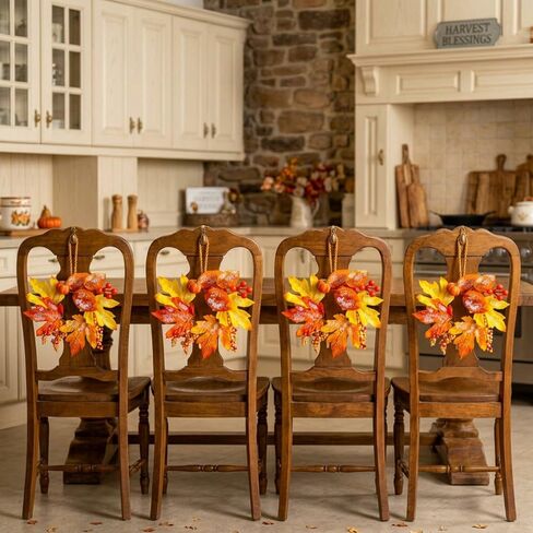 6 Pcs Fall Candle Rings Wreaths Thanksgiving Artificial Pumpkin Maple Leaf Candle Garland with Berries Candle Rings for Pillars Autumn Wedding Parties Centerpieces Fall Table Decor in Kuwait