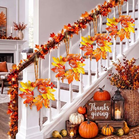 6 Pcs Fall Candle Rings Wreaths Thanksgiving Artificial Pumpkin Maple Leaf Candle Garland with Berries Candle Rings for Pillars Autumn Wedding Parties Centerpieces Fall Table Decor in Kuwait