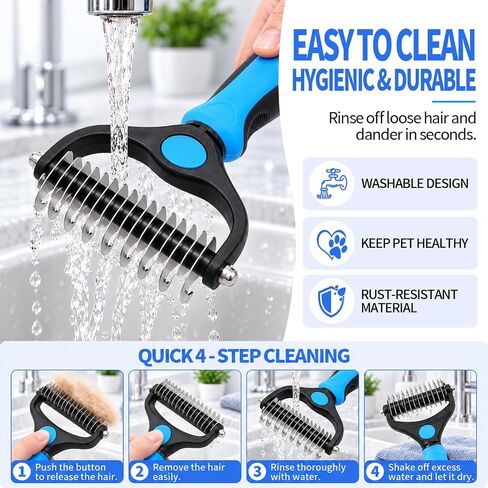 2Pcs Dematting Comb,Pet Grooming Rake & Metal Comb & Flea Comb for Cats and Dogs, Double-Sided Dematting Tool, for Long & Short Hair, Heavy Shedding & Matted Fur in Saudi Arabia