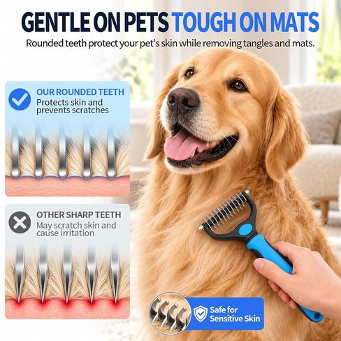 2Pcs Dematting Comb,Pet Grooming Rake & Metal Comb & Flea Comb for Cats and Dogs, Double-Sided Dematting Tool, for Long & Short Hair, Heavy Shedding & Matted Fur in Saudi Arabia