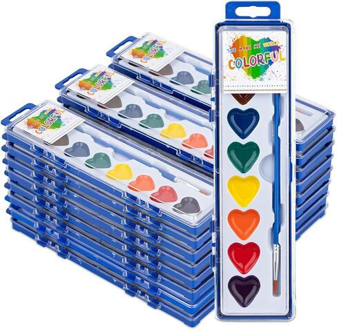 ARTLYMERS 24 Pack Watercolor Paint Set, Heart Shaped 8 Colors with Brush in Saudi Arabia