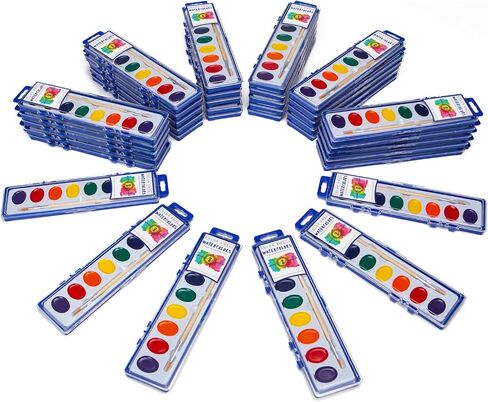 Color Swell 8 Color Bulk Watercolors with Wood Brushes, 36 Pack in Saudi Arabia