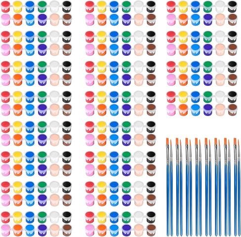 145 Pcs Mini Acrylic Paint Set for Kids, 12 Colors Washable Acrylic Paint Strip with 5 Paint Tray for Kids&Adults Craft Paint, with Mini Paint Strips for Easter Eggs Art Craft Painting Easter Gifts in Saudi Arabia