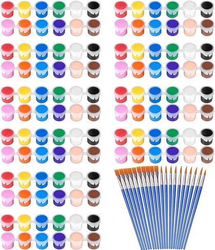 145 Pcs Mini Acrylic Paint Set for Kids, 12 Colors Washable Acrylic Paint Strip with 5 Paint Tray for Kids&Adults Craft Paint, with Mini Paint Strips for Easter Eggs Art Craft Painting Easter Gifts in Kuwait