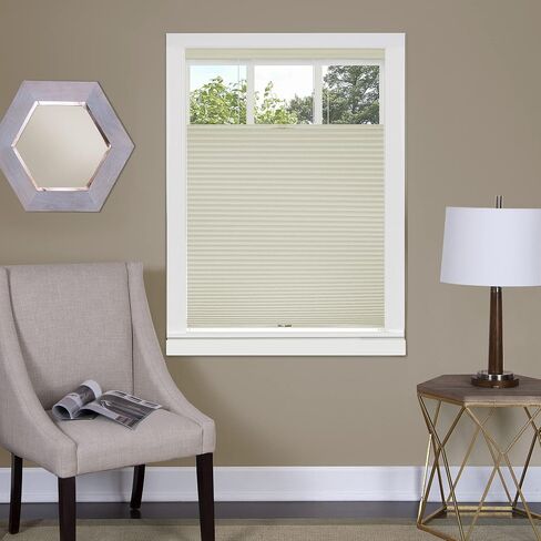 Cordless Cellular Pleated Window Shades - 23 Inch Width, 64 Inch Length - Alabaster - Light Filtering Top-Down Honeycomb Pull Down Blinds for Windows and Skylights by Achim Home Decor in Kuwait