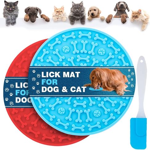 Dog Lick Pad, Pet Bathing Grooming Distraction Wall Mounted Silicone Slow Feeder Mat with Strong Suction, 2 Pack in Saudi Arabia