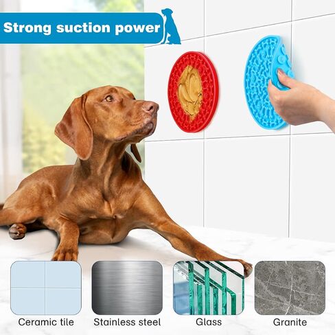 Dog Lick Pad, Pet Bathing Grooming Distraction Wall Mounted Silicone Slow Feeder Mat with Strong Suction, 2 Pack in Saudi Arabia