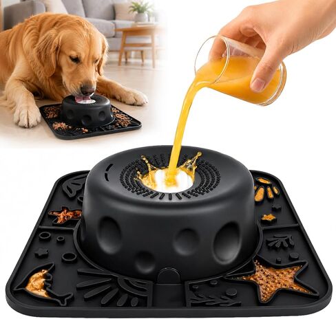 Slow Feeder Dog Bowl with Rolling Ball, 2 in 1 Dog Lick Bowl with Mat in Saudi Arabia