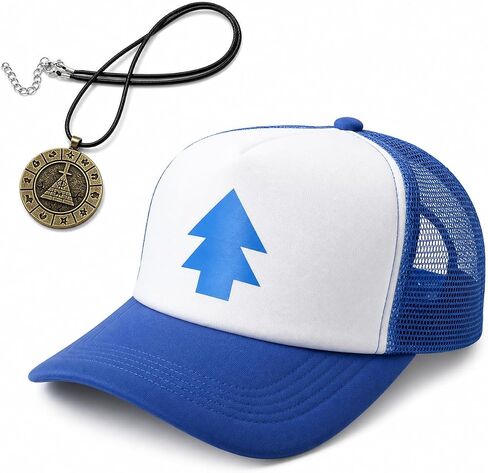 EIKOU Gravity Falls Mabel's Hat Pink Dipper's Hat Pink Dipper Aqua Blue Pine Hat Embroidered【Come with The Necklace】 in Kuwait