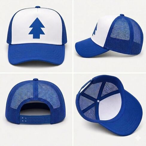 EIKOU Gravity Falls Mabel's Hat Pink Dipper's Hat Pink Dipper Aqua Blue Pine Hat Embroidered【Come with The Necklace】 in Kuwait
