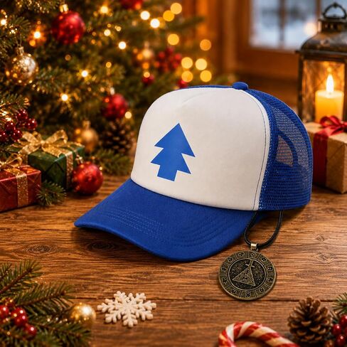 EIKOU Gravity Falls Mabel's Hat Pink Dipper's Hat Pink Dipper Aqua Blue Pine Hat Embroidered【Come with The Necklace】 in Kuwait